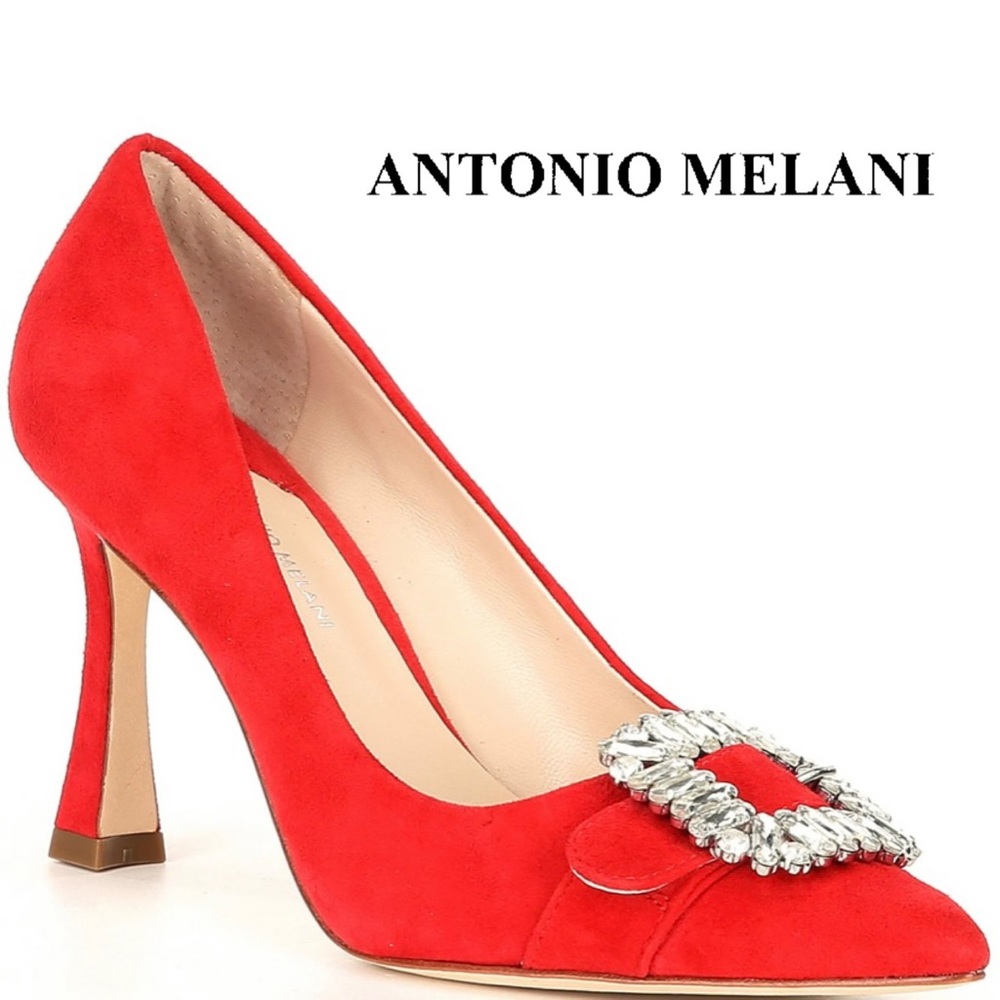 Antonio Melani  Red Siendra Suede Rhinestone Ornament Pumps - 9.5